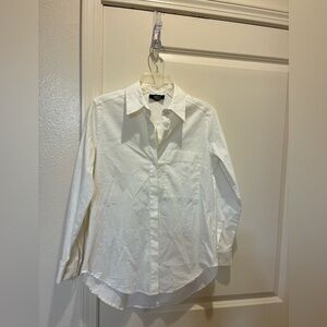 Mela Purdie Women’s White Button Down Shirt Size XXS Stretch Business Casual Top